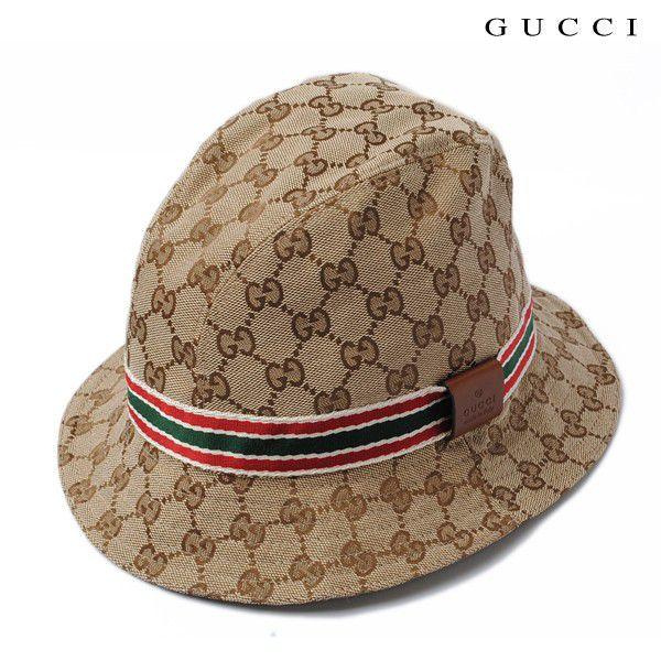 【美品】グッチ ハット 帽子 GG柄 ダークブラウン 濃茶 サイズXL GUCCI（グッチ） ハット/帽子 GGブラウン/ベージュ ライン入り 200036