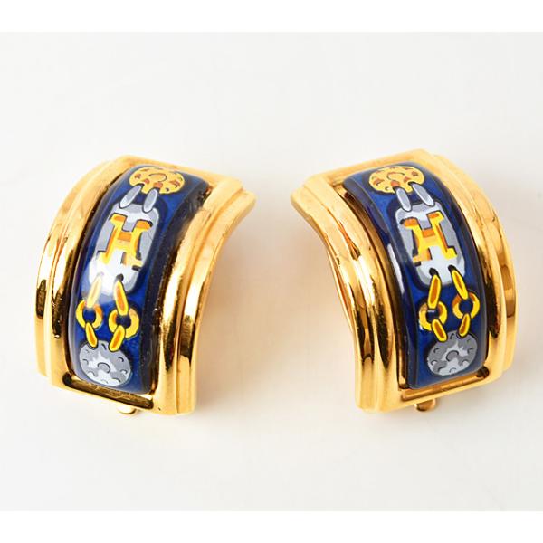 希少】 HERMES エルメス エマイユ 七宝焼き イヤリング メスライオン
