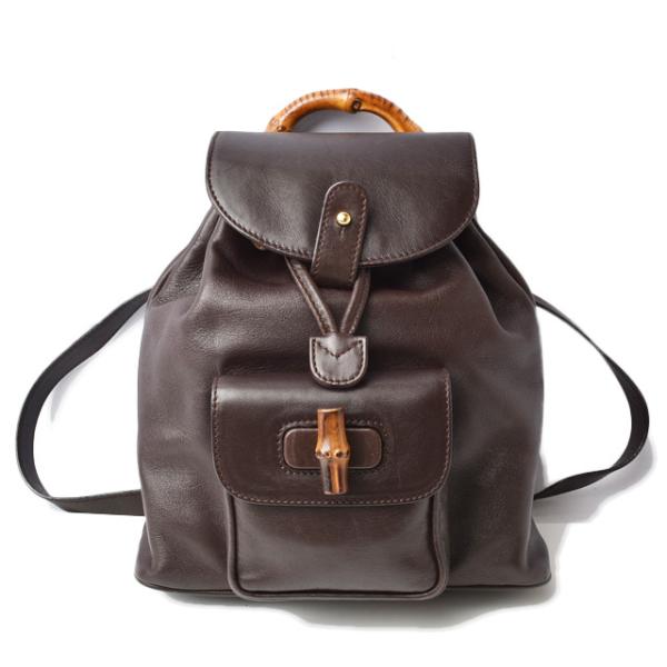 グッチ ミニリュック バンブー/バックパック GUCCI バッグ ヴィンテージ レザー ダークブラウン グッチ ミニリュック バンブー/バックパック GUCCI バッグ ヴィンテージ レザー ダークブラウン