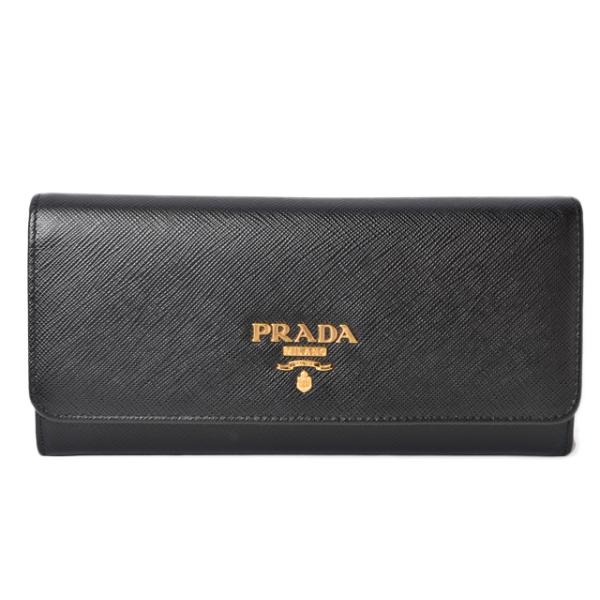美品✨プラダ 長財布 1MH132 サフィアーノレザー 二つ折り 黒 メタルロゴ PRADA（プラダ） アウトレット 財布 長財布/パスケース付 1MH132