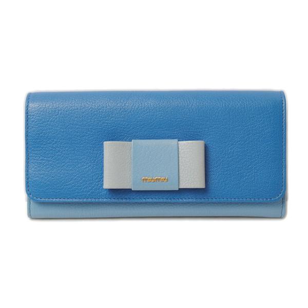 ミュウミュウ 財布 miumiu パスケース付 5MH109 MADRAS/マドラス MAREA/MARE ブルー/ライトブルー 未使用 わけあり【中古】 brand-pit_miu-16-0952