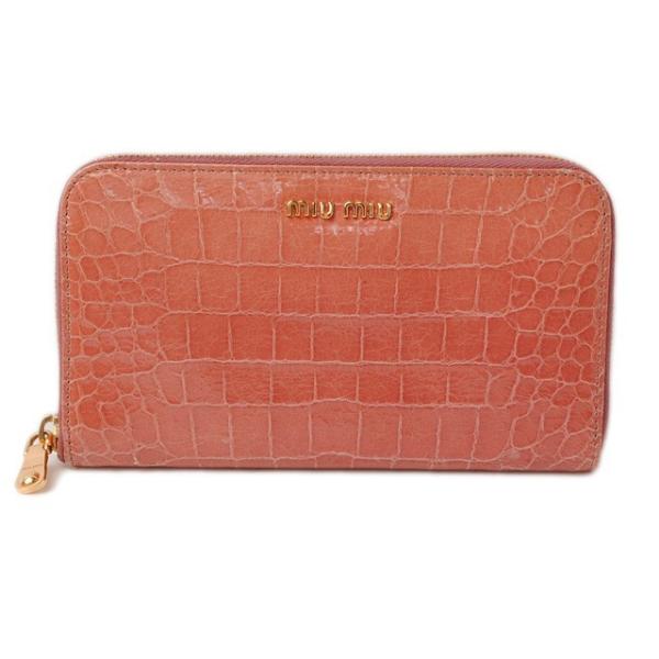 ミュウミュウ 財布 miumiu 長財布 クロコ調 ラウンドファスナー式