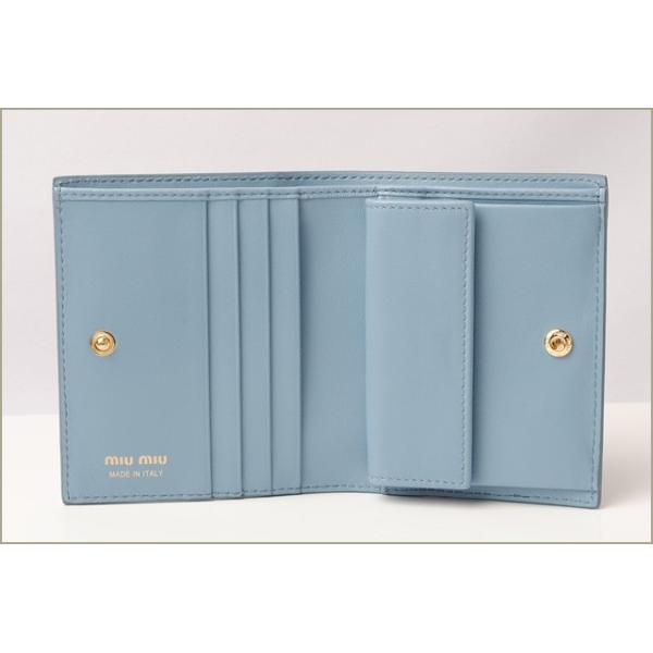 ミュウミュウ ミニ財布 Miumiu 二つ折り 財布 5mv204 Madras Astrale Fiocchi ライトブルー Rosa 全国一律送料無料