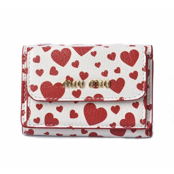 ミュウミュウ ミニ財布 miumiu 折財布 5MH021 ハートモチーフ MADRAS