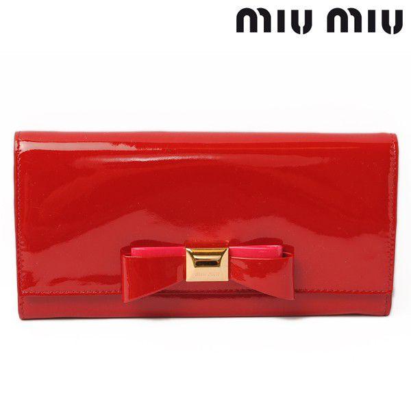 ミュウミュウ 財布 miumiu 長財布 VERNICE FIOCCO パテント ROSSO