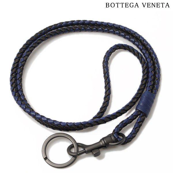 BOTTEGA VENETA ボッテガ ヴェネタ キーリング付ネックストラップ　ナッパ/キャンバス　インディゴ/ブラック　113540