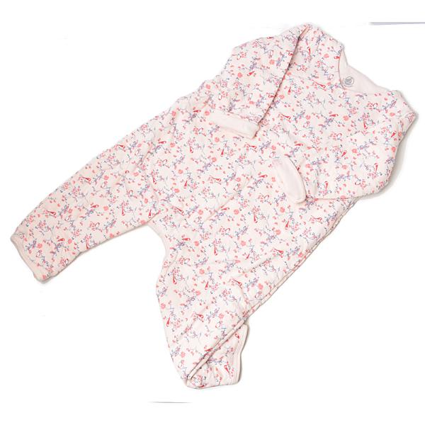 プチバトー 長袖ロンパース PETIT BATEAU ベビー 女の子用 プリントバード　ピンク/ブルー 出産祝い爆買