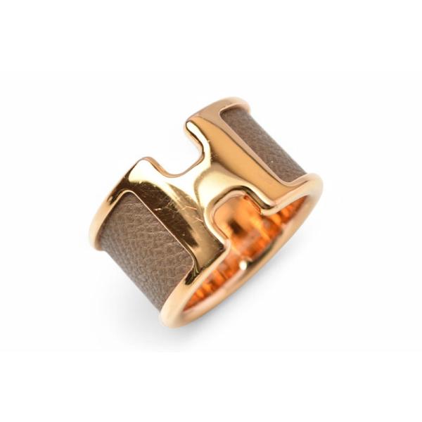 HERMES オランプPM リング グレー×ゴールド エトゥープ ヴォーエプソン HERMES オランプPM リング グレー×ゴールド エトゥープ ヴォーエプソン