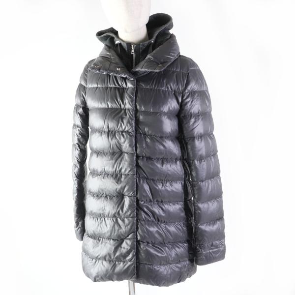 美品 HERNO RESORT ヘルノ リゾート 18年製 PI001DR レイヤード風 比翼仕立て ダウンコート グレー 40 正規品 レディース 美品 HERNO RESORT ヘルノ リゾート 18年製 PI001DR レイヤード風 比翼