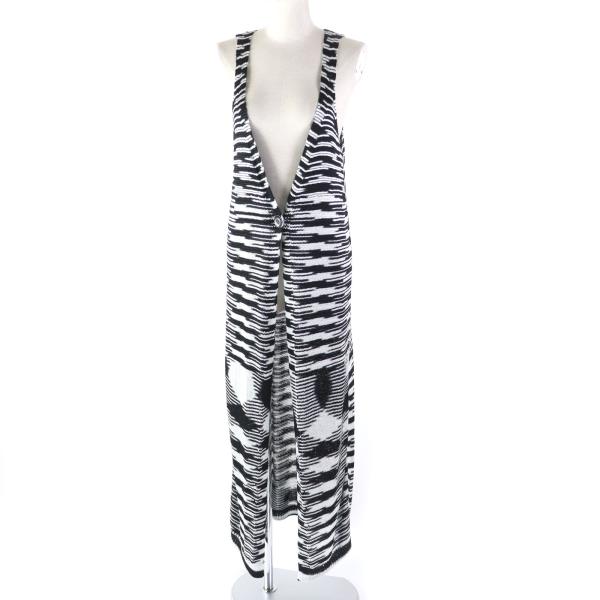 【ドンドン見直し】未使用品★Missoni ミッソーニ 総柄 超ロング丈 ニットジレベスト/アウター ブラック シルバー 40 イタリア製 正規品 レディース タグ付き MISSONI（ミッソーニ） 未使用品☆Missoni 総柄 超ロング丈 ニットジレ