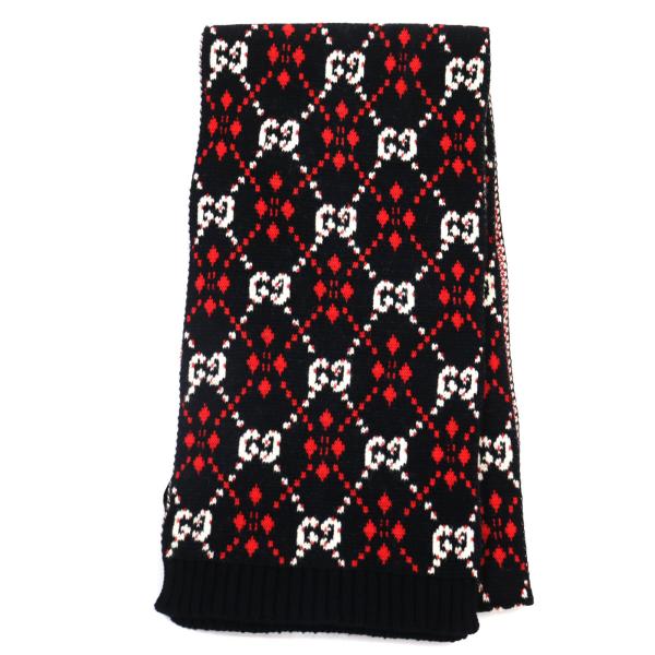 極美品○GUCCI グッチ コットン ウール GGダイヤモンド ストール  