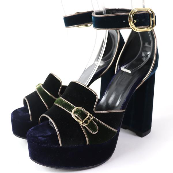 【大幅値下げ】◆美品 HERMES エルメス サンダル ベロア ヒール レザー HERMES 美品△HERMES エルメス 19AW ヴィオレッタ ベロア アンクル