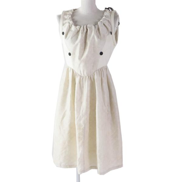 未使用品◎ルイヴィトン 定価523600円 2024年製 1AFCI6 ドローストリングスキューバドレス シルク モノグラム柄 ワンピース ベージュ 38 LOUIS VUITTON（ルイ・ヴィトン） 未使用品◎ルイヴィトン 定価523600