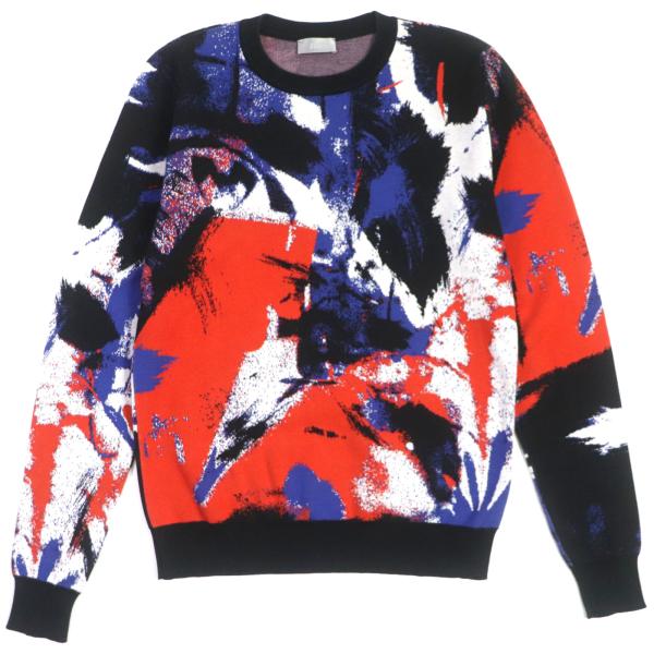 美品▼Dior HOMME ディオールオム MM PARIS 14SS 46M6252T890 希少 グラフィックペイント ニット マルチ XS イタリア製 正規品 メンズ brand-td-store_00009994