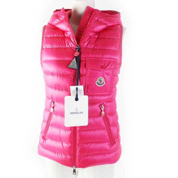 未使用品◎MONCLER モンクレール 22年製 GLYGOS グリゴス ワッペン・フード付 ダウンベスト ピンク 0 ハンガー付き 正規品 レディース MONCLER（モンクレール） 未使用品◎MONCLER 22年製 GLYGOS グリゴス