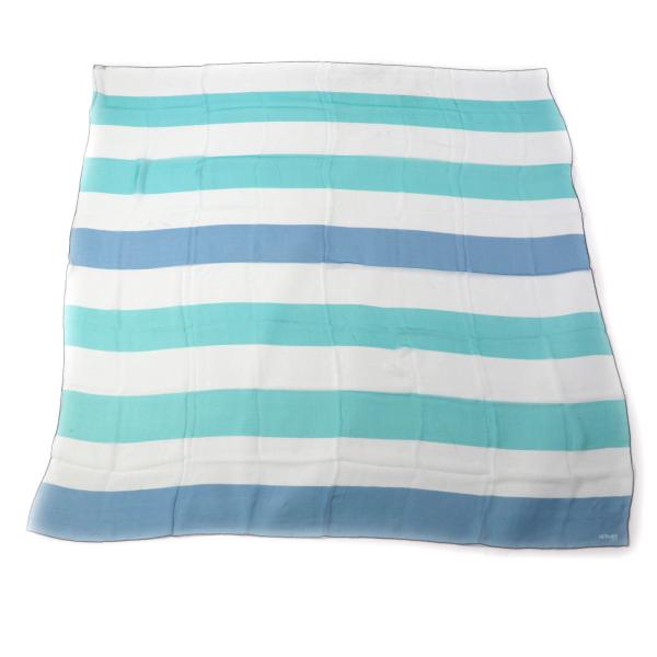 HERMES 極美品☆HERMES エルメス シルク100％ シルクモスリン ロゴ入り