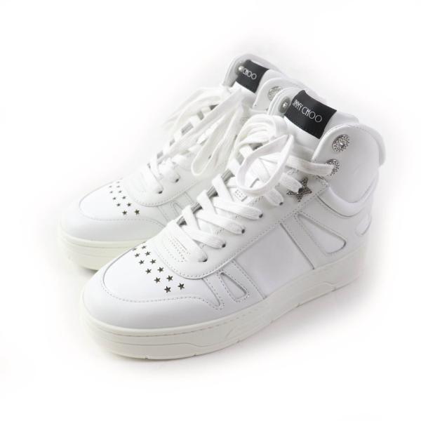 未使用品☆ジミーチュウ HAWAII HI TOP レザー ロゴデザイン レース 