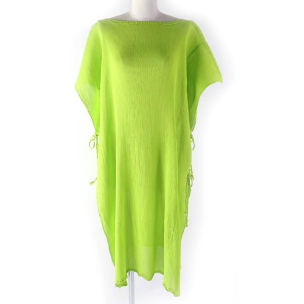 未使用品★ミー イッセイミヤケ 20年製 MI01FH782 サイドリボン ロングジレ/ワンピース ライムグリーン ー 正規品 レディース 未使用品☆ミー イッセイミヤケ 20年製 MI01FH782 サイドリボン