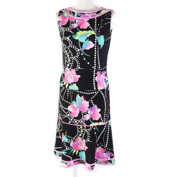 未使用品◎LEONARD FASHION レオナール ファッション 0122211 0129232 セットアップ ブラック マルチ 34／36 日本製 正規品 レディース 未使用品◎LEONARD FASHION レオナール ファッション 0122211 0129232