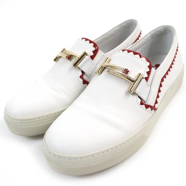 ドンドン見直し】美品△トッズ ダブルTメタルバックル 犬の足跡 レザー  