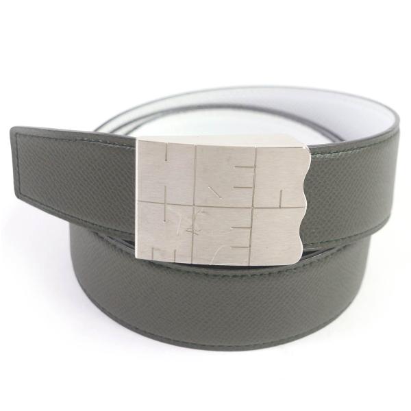 HERMES 良品□HERMES エルメス ロゴシルバーバックル リバーシブル 