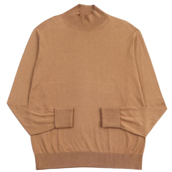 極美品○Dunhill ダンヒル シルク55％ ロゴ刺繍入り モックネック 長袖 
