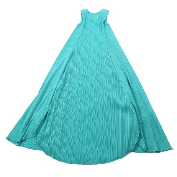 美品】プリーツプリーズ マキシ丈 Aライン ノースリーブワンピース