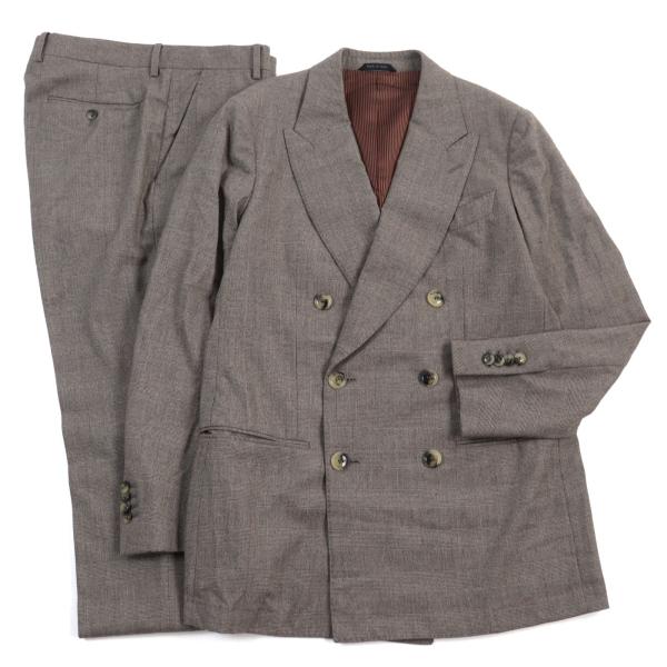 美品○GIORGIO ARMANI ジョルジオアルマーニ 2022年製 カシミヤ96% NAPOLI ダブルブレスト スーツ ブラウン 48R 伊製 正規品 メンズ brand-td-store_00022020