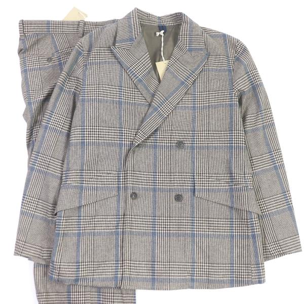 未使用品□ts(s) ティーエスエス KT45FJ02/KT45FP0S チェック柄 ダブルスーツ セットアップ ブラウン 2 イタリア製 正規品 定価105600円 未使用品□ts(s) ティーエスエス KT45FJ02/KT45FP0S チェック柄 ダブル