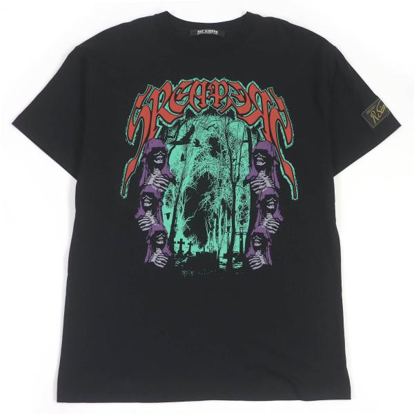 極美品□RAF SIMONS ラフシモンズ 22SS Big Fit Sreapers コットン クルーネック プリント 半袖Ｔシャツ ブラック XS 正規品 メンズ 極美品□RAF SIMONS ラフシモンズ 22SS Big Fit Sreapers コットン