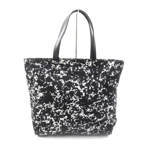 極美品★BALLY バリー WOLFSON TOTE ロゴ金具付 総柄 レザー使い 大型 トートバッグ ブラック ホワイト 保存袋付 イタリア製 レディース Bally（バリー） 極美品☆BALLY WOLFSON TOTE ロゴ金具付 総柄 レザー