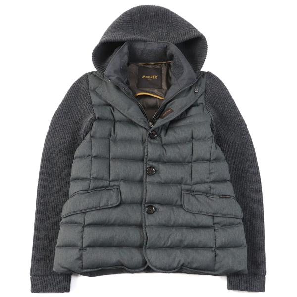 極美品○MOORER ムーレー OREGON-JE ニット切替 キルトステッチ グース 