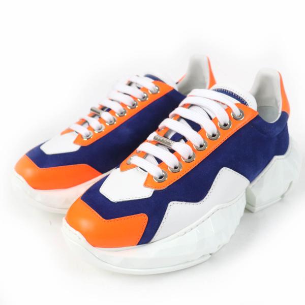 【美品】ジミーチュウ　ダイヤモンドロートップスニーカー ネオンオレンジ　36 美品】ジミーチュウ ダイヤモンドロートップスニーカー ネ