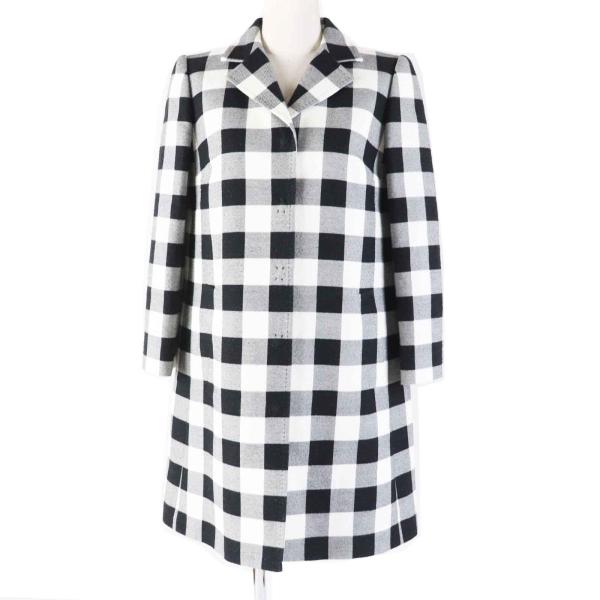 極美品◎DOLCE&GABBANA ドルチェ＆ガッバーナ コットン 裏シルク ブロックチェック柄 コート ブラック ホワイト 38 伊製 正規品 レディース 極美品◎DOLCE&GABBANA ドルチェ＆ガッバーナ コットン 裏シルク