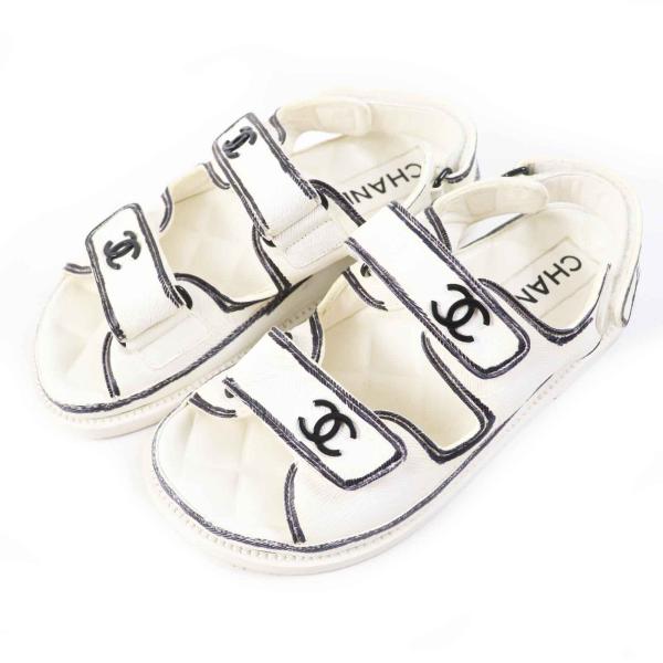 CHANEL 良品◎CHANEL シャネル G35927 べルクロ フットベット ココ  