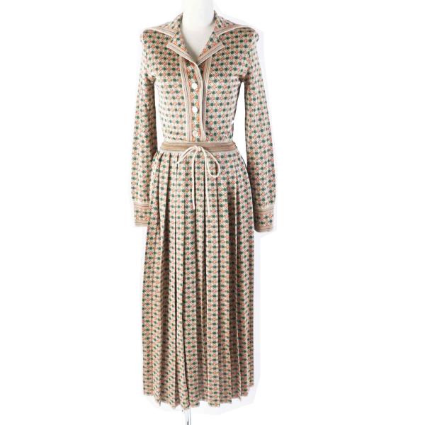 極美品◎GUCCI グッチ 21SS 632923 VISCOSE RAME DRESS ウエストベルトマキシドレス/ワンピース マルチ XS イタリア製 正規品 レディース GUCCI（グッチ） 極美品◎GUCCI 21SS 632923 VISCOSE RAME DRESS