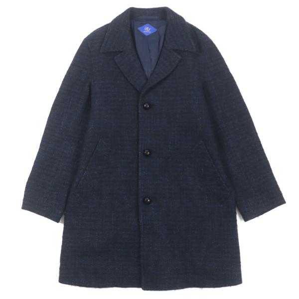 極美品▼リングジャケット アルパカ・モヘア・シルク混 チェック柄 クルミボタン チェスターコート 42 (日本Sサイズ相当) 正規品 メンズ RING JACKET（リングヂャケット） 極美品▽リングジャケット アルパカ