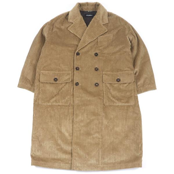 未使用品□DOLCE&GABBANA G025TT 黒タグ コーデュロイ 中綿 ダブルブレスト オーバーサイズ チェスターコート 46 イタリア製 正規品 未使用品□DOLCE&GABBANA G025TT 黒タグ コーデュロイ 中綿 ダブル