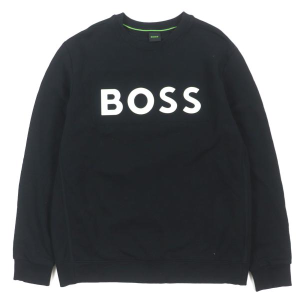 美品 現行タグ! M~L ヒューゴボス HUGO BOSS 極美品▽HUGO BOSS ヒューゴボス コットン100% ロゴプリント クルー