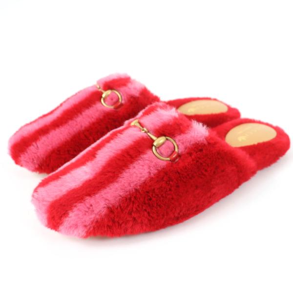 未使用品☆GUCCI×adidas  グッチ×アディダス 722442 ホースビット ファー ミュール レッド 37 箱・保存袋付き イタリア製 レディース 未使用品☆GUCCI×adidas グッチ×アディダス 722442 ホースビット