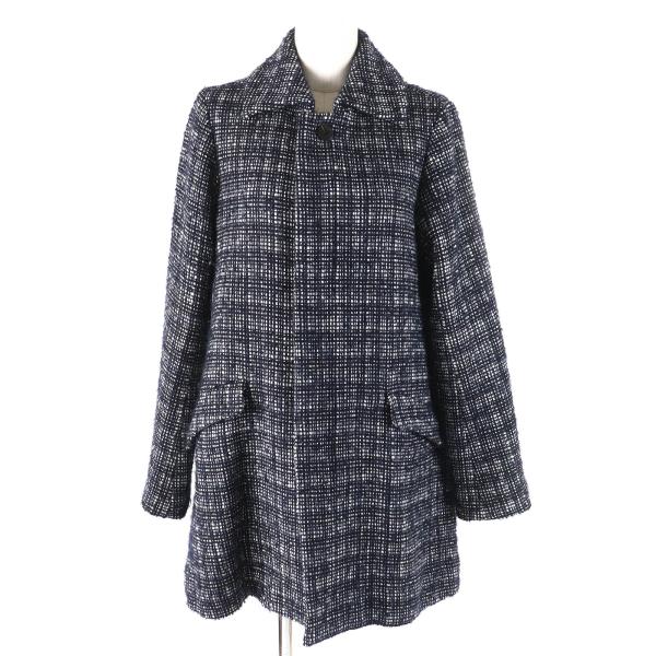 美品△me ISSEY MIYAKE ミー イッセイミヤケ ロゴボタン 比翼 ウールツイード ジャケット ダークネイビー ホワイト 約Mサイズ相当 正規品 美品△me ISSEY MIYAKE ミー イッセイミヤケ ロゴボタン 比翼 ウール