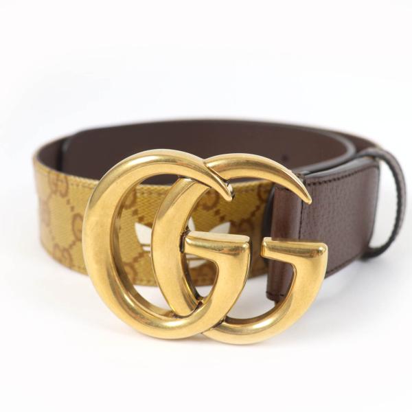 グッチ　GUCCI　ベルト　レディース GUCCI×adidas　アディダスコラボ GGマーモント　レザー　ブラウン GG柄　406831　75･30　ゴールド金具 未使用品☆GUCCI×adidas グッチ×アディダス 406831 GGマーモント