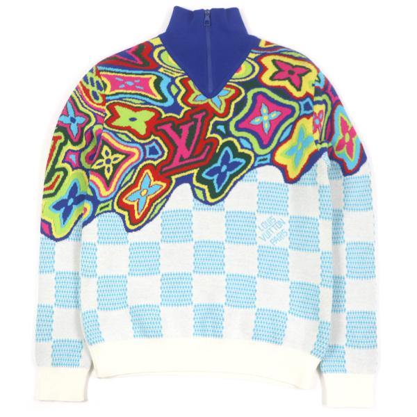極美品□LOUIS VUITTON ルイヴィトン 2021年製 1A8P4N ディストーテッド モノグラム ダミエ ハーフジップニット イタリア製 正規品 LOUIS VUITTON（ルイ・ヴィトン） 極美品□LOUIS VUITTON 2021年製