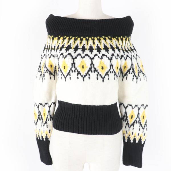 美品☆Alexander McQueen アレキサンダーマックイーン 2021年製 710206 フェアアイル柄 オフショルダー 長袖ニット XS 正規品 レディース 美品☆Alexander McQueen アレキサンダーマックイーン 2021年製 710206