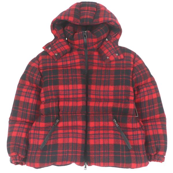 極美品□MONCLER モンクレール 19-20AW DANUBE GIUBBOTTO ウール チェック柄 ダウンジャケット レッド ブラック 0 正規品 メンズ MONCLER（モンクレール） 極美品□MONCLER 19-20AW DANUBE GIUBBOTTO