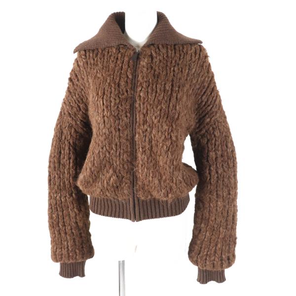 【新品未使用】エルメス　25秋冬新作　ブルゾン　カーディガン　Hポケット ☆完売必須の人気☆【HERMES】Hレザーディテール ニットブルゾン