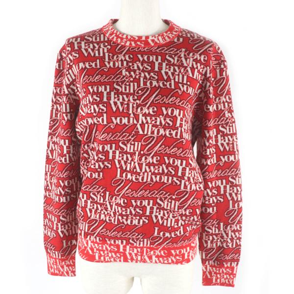 未使用品□BALENCIAGA バレンシアガ 570818 ウール I Will Always Love You 総柄 長袖ニット セーター レッド XS 正規品 レディース BALENCIAGA（バレンシアガ） 未使用品□BALENCIAGA 570818 ウール I