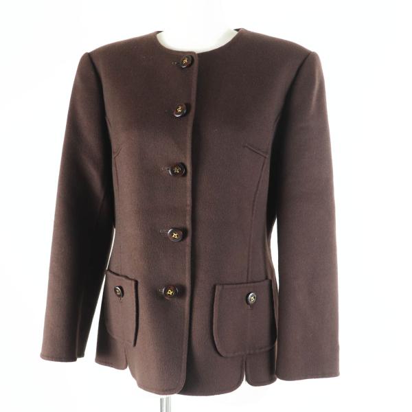 極美品◎LEONARD FASHION レオナール ファッション 0381762 カシミヤ100％ 裏花柄プリント ジャケット ブラウン 11AR 日本製 正規品 極美品◎LEONARD FASHION レオナール ファッション 0381762 カシミヤ