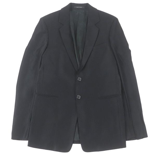美品□EMPORIO ARMANI エンポリオ アルマーニ ウール 黒タグ 総柄 シングル テーラードジャケット ブラック 46 イタリア製 正規品 メンズ EMPORIO ARMANI 美品□EMPORIO エンポリオ アルマーニ ウール 黒タグ
