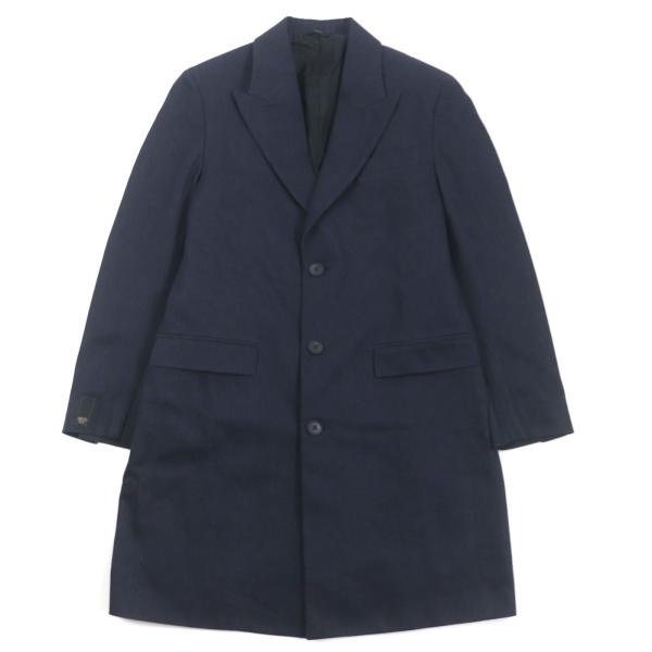 未使用品▼FENDI フェンディ 2021年製 FF0652 ロゴ入ボタン 裏地FFロゴ デニム シングル チェスターコート インディゴ 50 正規品 メンズ FENDI（フェンディ） 未使用品▽FENDI 2021年製 FF0652 ロゴ入ボタン